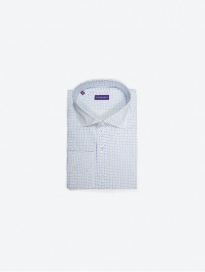 Patrick Hellmann CollectionWhite Shirt With Blue Paisley Patternimage1005